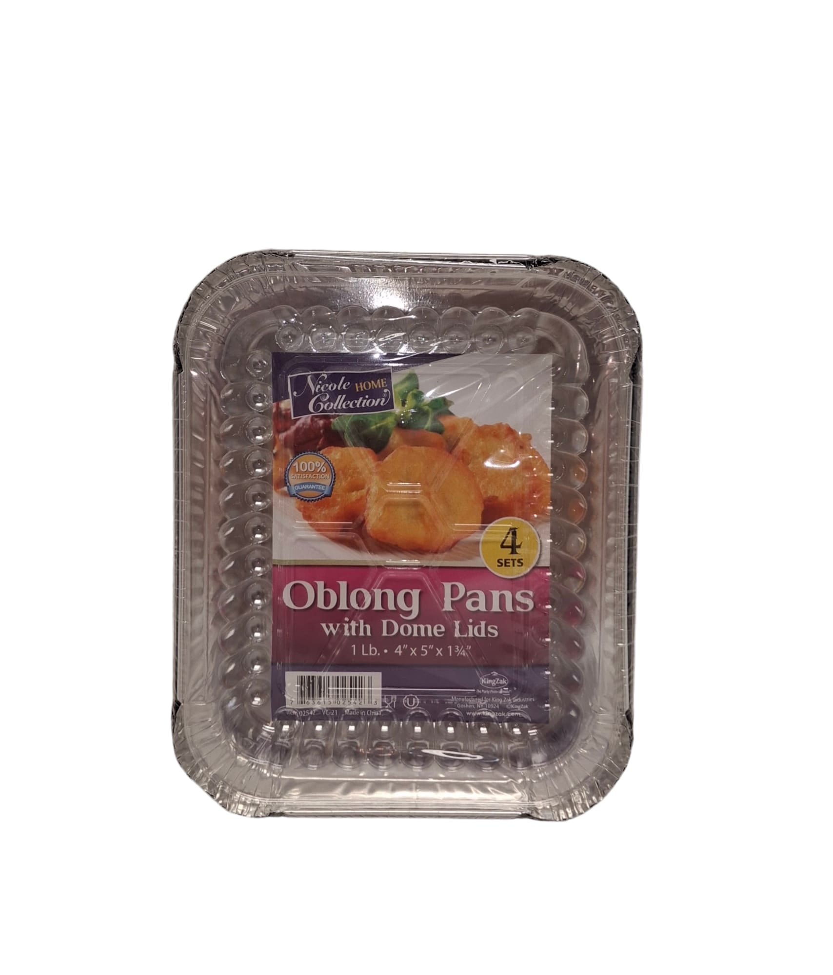 Oblog Pans with Dome Lids - 4"x 5" x1 3/4" (4 Sets)