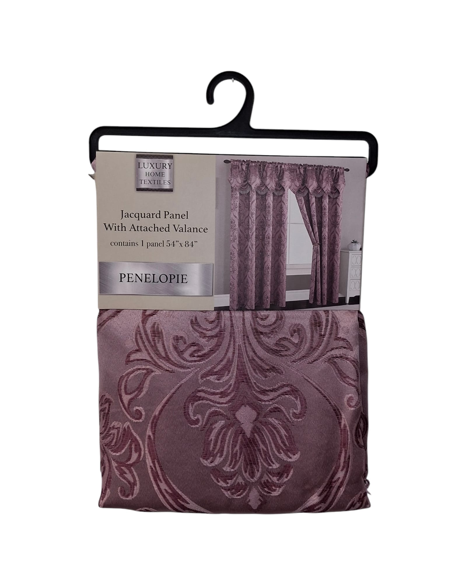 Penolopie Jacquard Panel with Attached Valance 54"x84" - Purple