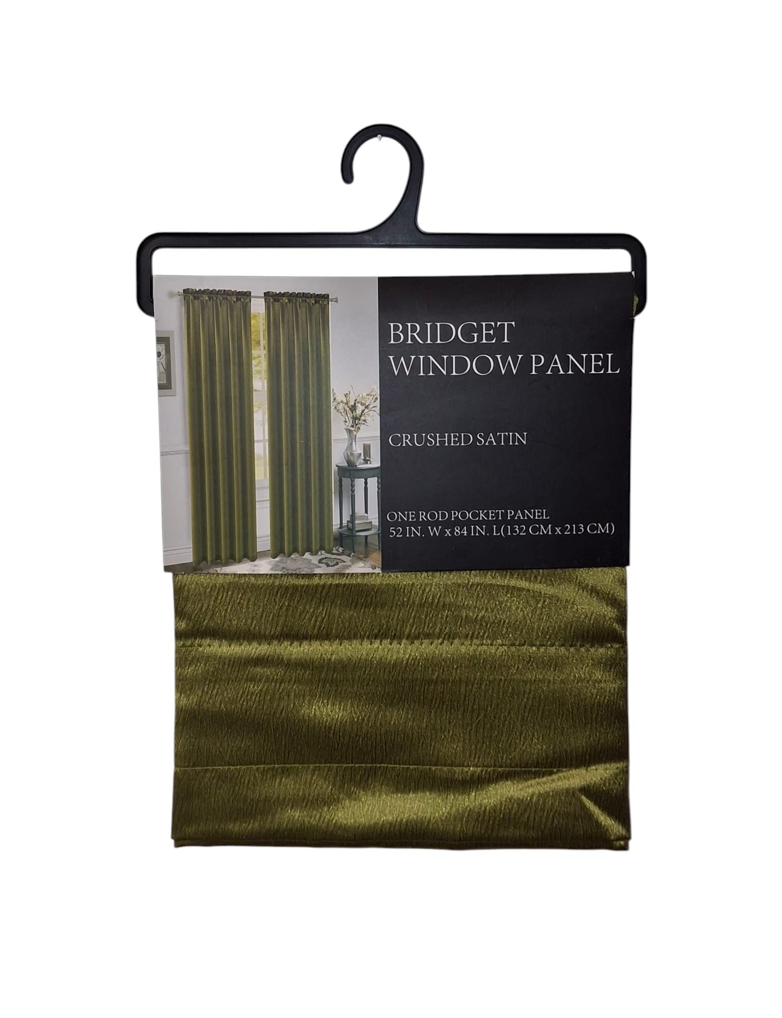 Bridget Window Panel, Crushed Satin, Sage 52" X 84"