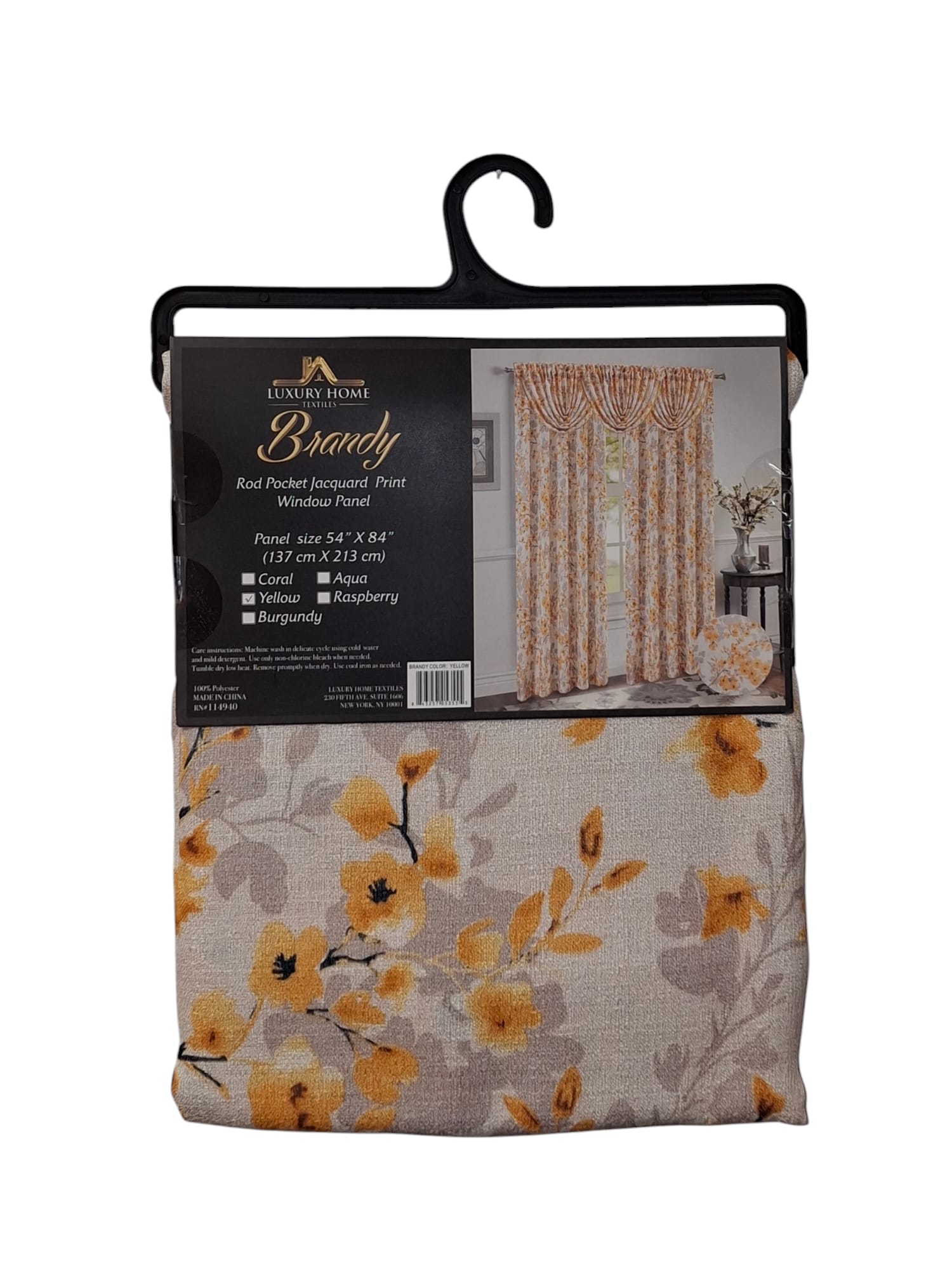 Brandy Rod Pocket Jacquard Print Window Panel