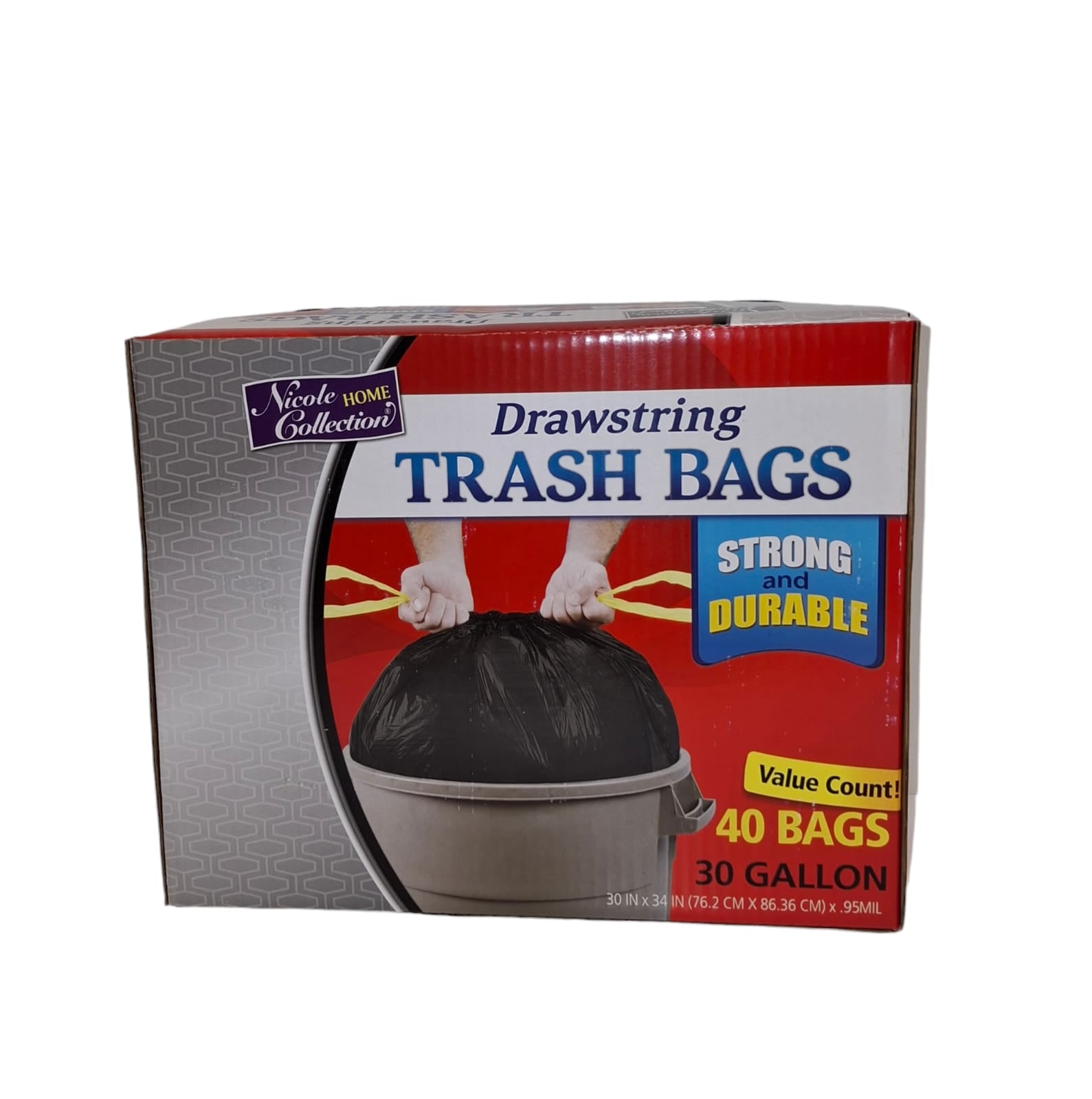 Nicole Home Collection Trash Bags, 30 Bags/30 Gallons