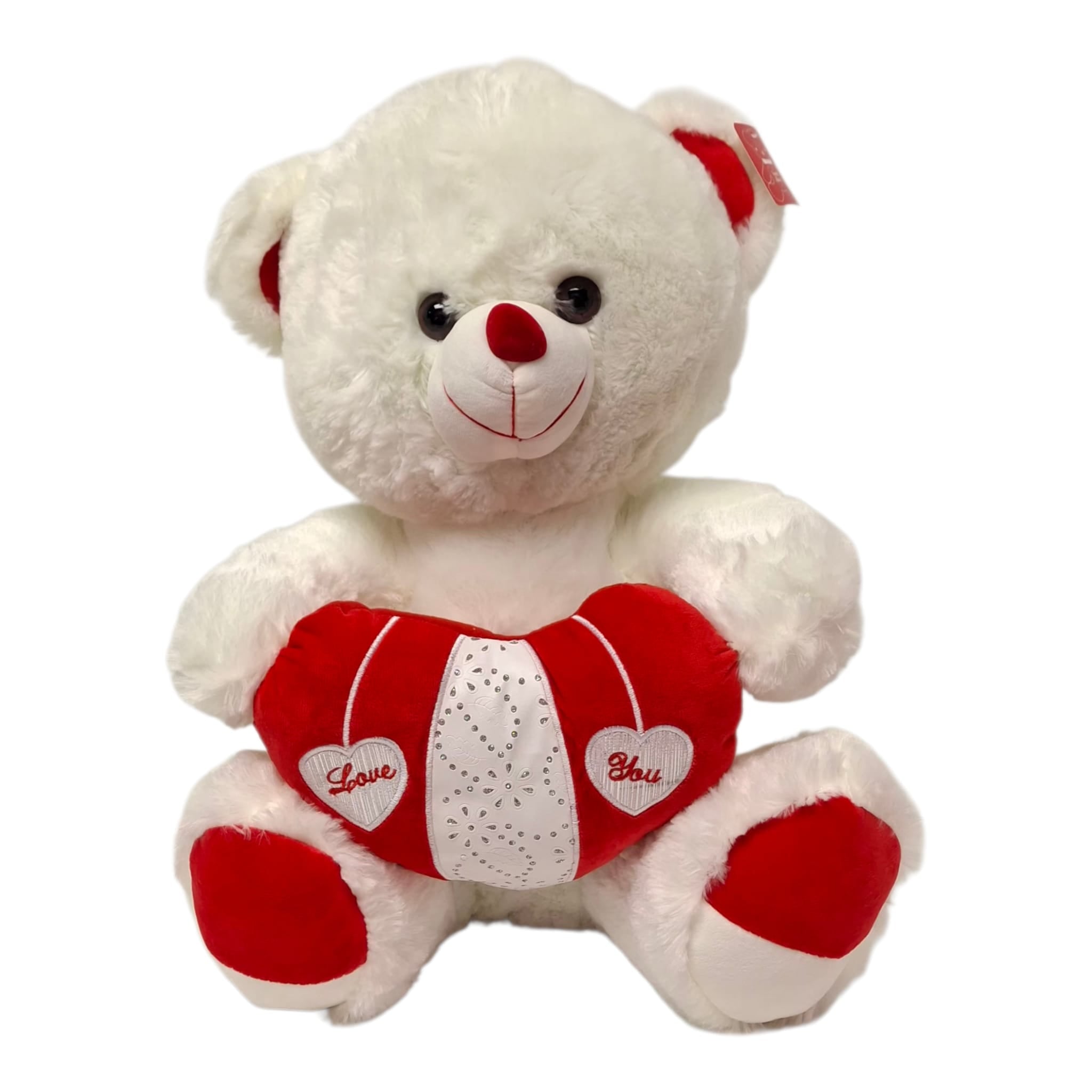 20" Valentine Bear with YLY Heart – White & Pink Variants (3 Styles)
